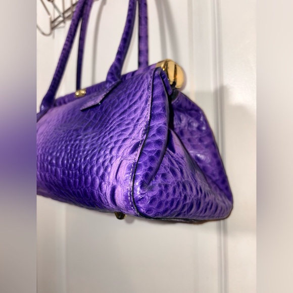 RARE XL Italian Leather Croc Doctor Bag - Electric Amethyst - Picture 12 of 16